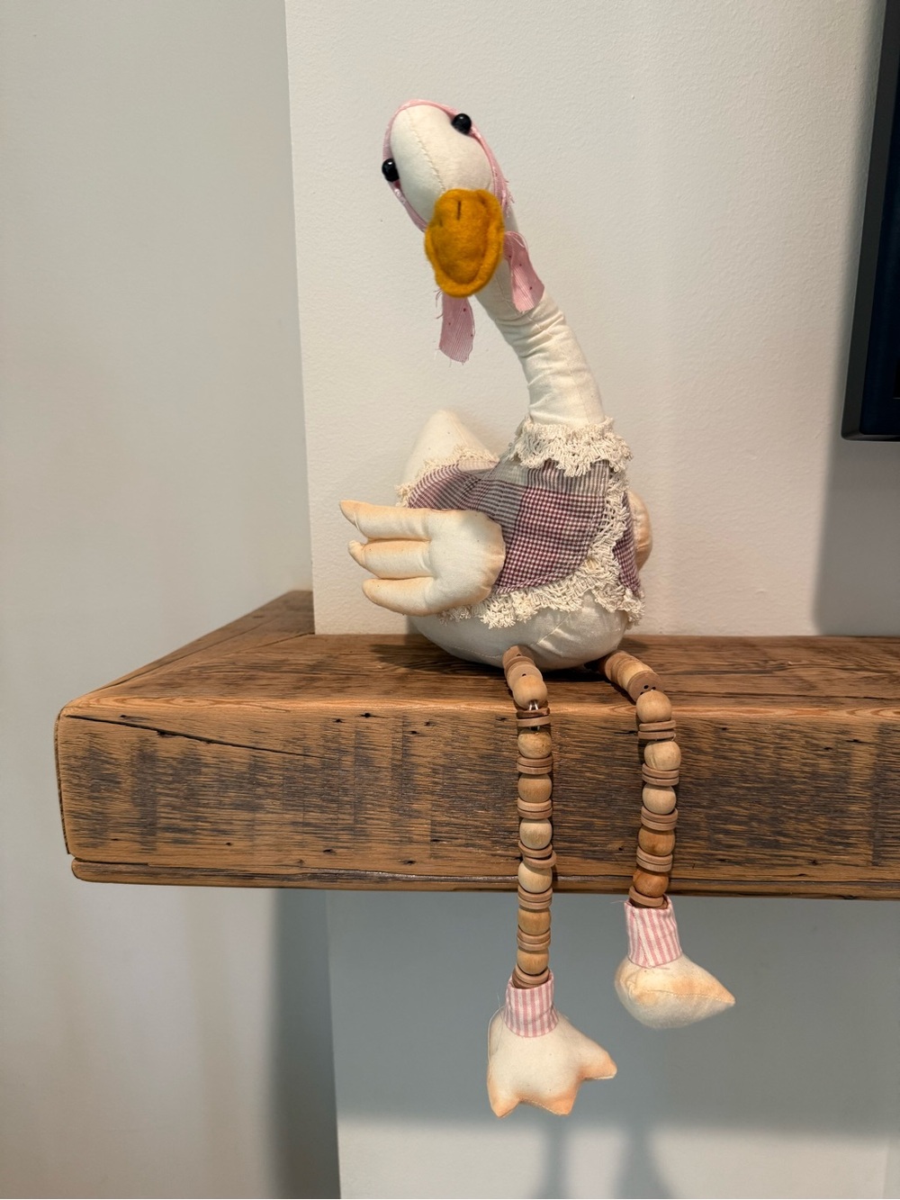 Plush Decorative Goose Toy - White & Pink